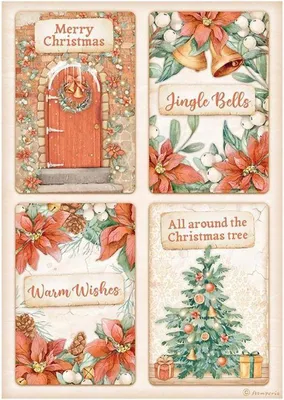 Immagine prodotto di STAMPERIA A4 carta di riso decoupage carta artigianale, All Around Christmas 4 carte