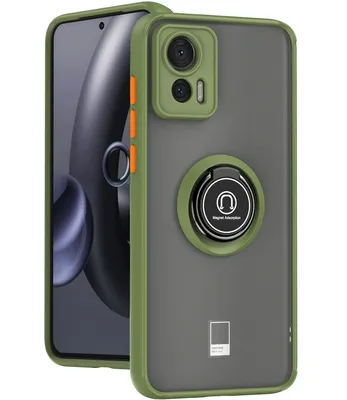 Immagine prodotto di Custodia per Motorola Edge 30 Neo custodia in TPU traslucido opaco con supporto ad anello e supporto verde militare