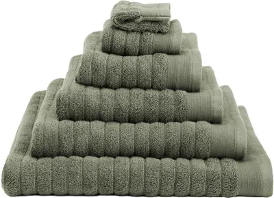 Produktbild von Heckett and Lane 1x VPE 3 st. Prestige Waschhandschuhe 16/21 Army Green Waschhandschuhe 16x21 Army-Green Gestreift