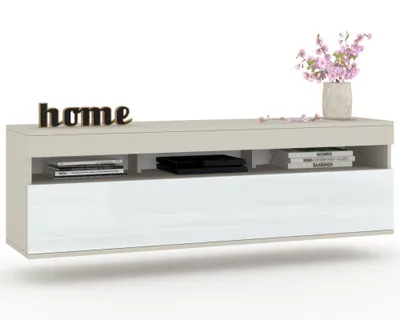 Produktbild von Fernsehschrank TV-Lowboard PLAY HÄNGEND Cashmere/Weiß Hochglanz 160cm