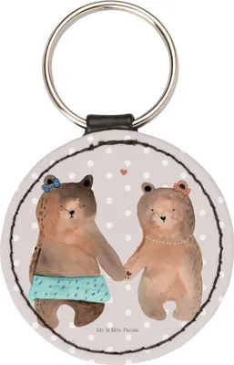 Produktbild von Mr. & Mrs. Panda mini schlüsselanhänger Bär Freundin - Grau Pastell - Geschenk, Anhänger, Taschenanhänger, Bunt, schlüssel, klein