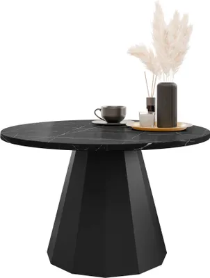 Produktbild von MIRJAN24 Couchtisch Elipse, Wohnzimmer Kaffeetisch, Beine und Seiten aus Stahl (Farbe: Schwarz / Black Pietra Grigia)