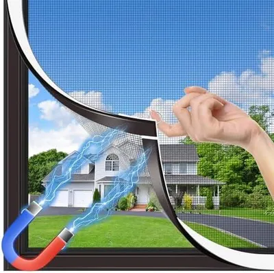 Produktbild von Fliegengitter Fenster Magnet, Insektenschutz Magnetfenster, zuschneidbar bis 120 x 130 cm, ohne Bohren, einfache Montage, Magnetrahmen mit reißfestem Glasfasergewebe, weißer Rahmen, graues Netz