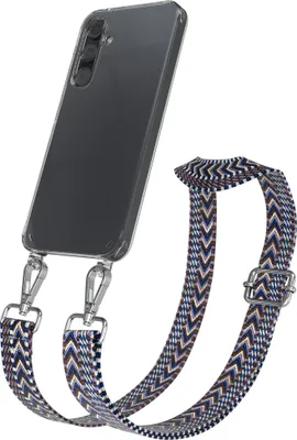 Produktbild von EAZY CASE Handykette - Verstellbarer Trageriemen kompatibel mit Samsung Galaxy A35, Handykordel mit transparenter Silikon-Hülle, Band in Blau