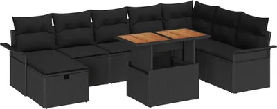 Obrázek produktu pro vidaXL Zahradní sedací souprava 9 ks Black Poly-Rattan