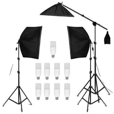 Produktbild von Fotostudio-Beleuchtungsset, einstellbare Helligkeit, langlebige Konstruktion, 9Stk 40W Glühbirne