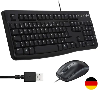 Produktbild von Logitech MK120, Kabelgebunden, USB, QWERTZ, Schwarz, Maus enthalten