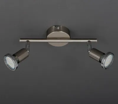 Produktbild von 2-flammige LED Deckenleuchte im Edelstahl-Look