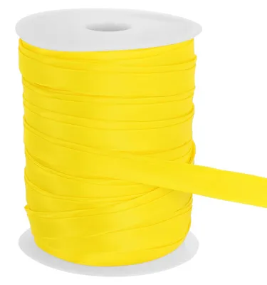 Satin-Schrägband 15 mm x 15 m, hellgelb, Doppelfalz