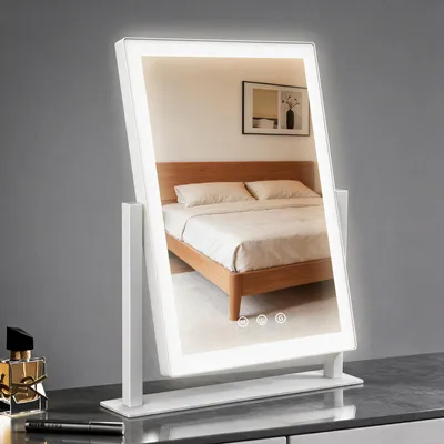 LED-Make-upspiegel 27,5x37,5 cm, 360° drehbar, dimmbar, weiß