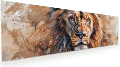 Produktbild von Glasbild 120x40cm in XXL für Wohnzimmer, Schlafzimmer Motiv Löwe Porträt