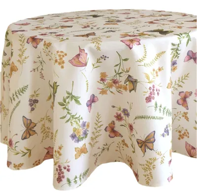 Produktbild von Runde Tischdecke mit Schmetterlingsdruck für den Frühling