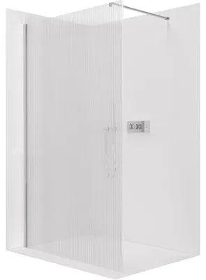 Obrázek produktu pro CERANO - Sprchová zástěna Walk-in Onyx Cube L/P - 8 mm - hranatá vzpěra - chrom, rýhované sklo - 50x200 cm