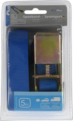 Produktbild von Proplus - span reifen 5m mit ratchet + 2 haken blau | Blasen Sie ein 1 Stück