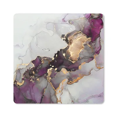 Produktbild von MuchoWow® Mauspad Mousepad Marmor - Abstrakt - Gold - Lila 30x30 cm - Mousepads - Maus Mat - Pad - Mausunterlage - Gaming
