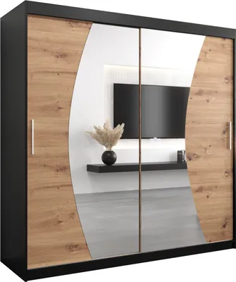 Produktbild von Kleiderschrank, Schiebetürenschrank Schlafzimmer, Schrank mit Spiegel WAVE 200 cm