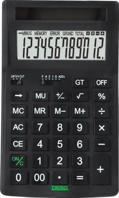 Immagine prodotto di DESQ 30400 - Calcolatrice da tavolo sostenibile - Display a 12 cifre - MU - GT - Solo energia solare - Realizzata con materiale riciclato - Nero