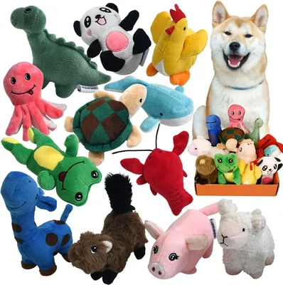 Produktbild von Plüsch Hundespielzeugpaket für Welpen - 12 Stück gefülltes Kauspielzeug mit Quietschen