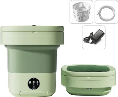 Produktbild von Přenosná 8litrová mini pračka s UV sterilizací, skládací odstředivka s odtokovým košem, odtoková hadice pro cestovní kufr