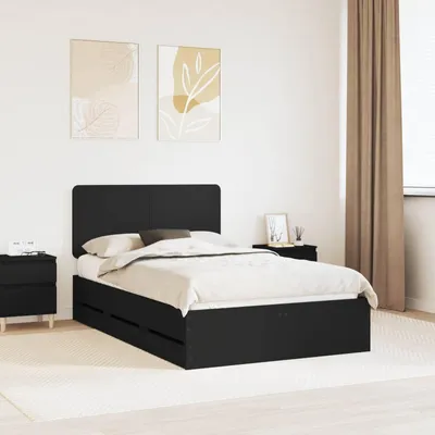 Image de Maison Exclusive - Cadre de lit avec tiroirs Noir 120 x 190 cm Ingénieur Bois