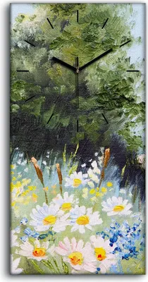 Produktbild von Leinwand Wanduhr Wandkunst Uhr 30x60 Gemälde Blumen Bäume Natur Landschaft Kunst - schwarze Hände