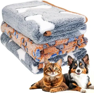 Productafbeelding van Hondendeken, kattendeken, 3-pack, wasbare huisdierdeken, 76 x 53 cm