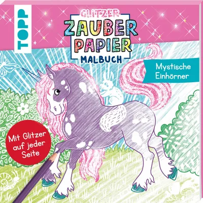 Produktbild von Glitzer Zauberpapier Malbuch Mystische Einhörner