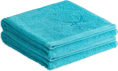 Produktbild von Sansibar Sylt Handtuch 2er Set Frottier-Serie „Classic“, (2er Set), türkis, mit hochwertiger Sansibar Säbel-Stickerei
