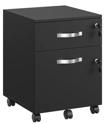 Produktbild von Aktenschrank - Büromöbel - 2 Schubladen - Abschließbar - Holz - Ohne Rollen - Montage erforderlich - Schwarz