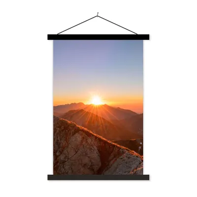 Produktbild von MuchoWow® Textilposter Berg - Landschaft - Sonne 120x180 cm mit schwarzem Rahmen - Fotos
