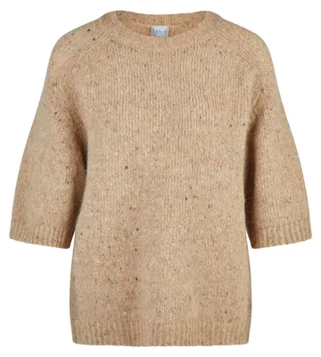 Produktbild von Rabe Damen Glattstrick-Pullover aus Woll-Alpaka-Mix, Kurzarm, Braun, Größe 36, mit Fancygarn-Sprenkeln