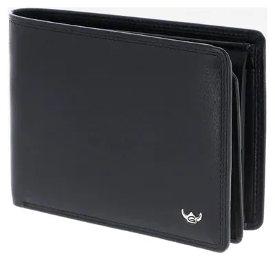 Produktbild von Leder Geldbörse Polo RFID Schutz Scheintasche mit Geheimfach Schwarz