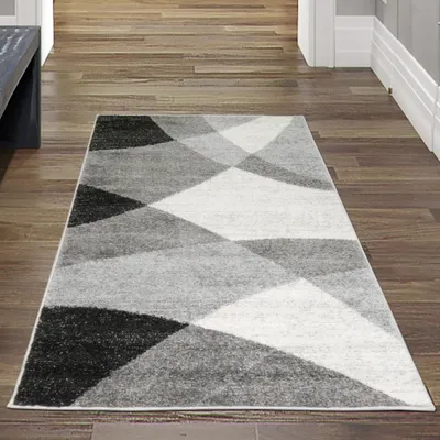 Obrázok produktu pre Moderný koberec do obývačky s abstraktným vzorom krémovo sivý Veľkosť - 80x140 cm