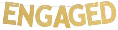 Glitterbanner VERLOOFD Gold für Verlobungsfeier, 12x12 cm