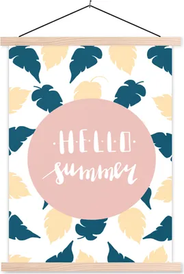 Produktbild von MuchoWow® Textilposter Sommer - Federn - Pastell 40x53 cm mit holzfarbenen Rahmen - Schlafzimmer