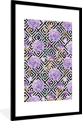 Produktbild von MuchoWow® MuchoWow® Gerahmtes Poster Blumen - Rosen - Abstrakt 60x90 cm - Poster mit zchwarzem Bilderrahmen - Dekoration - Wandposter Wohnzimmer - Hochwertig