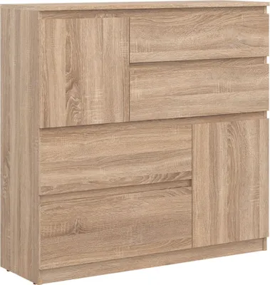 Obrázek produktu pro Komoda 75x105x35 cm REMI RM06 se 2 dvířky a 4 zásuvkami Skříň do obývacího pokoje dub Sonoma