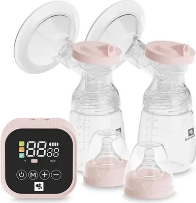 Image de Tire-lait électrique double Lorelli Eva Capacité 180 ml Câble USB Minuterie Rose