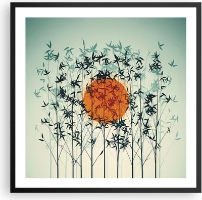 Produktbild von Gerahmtes Poster - Schwarzer Rahmen - Westen Sonne Gras - 60x60 cm - Wand Bild - Wanddeko - Wandbilder - Kunstposter - Wandposter - Bilderrahmen - Bilder - Kunstdruck - P2BAC60x60-5104
