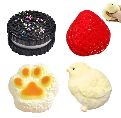 Obrázok produktu pre Sada mäkkých hračiek, 4 kusy, na odbúranie stresu, senzorická hračka