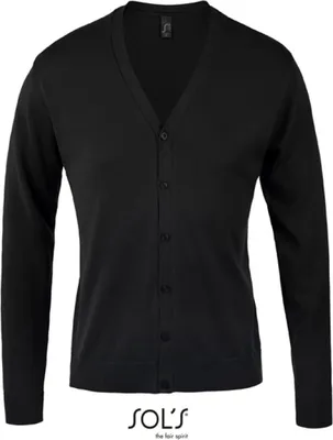 Produktbild von SOLs 90011 | Golden Men V-Neck Knitted Cardigan - Farbe: Black - Größe: M