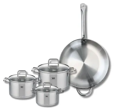 Image de Set de 1 Poêle de cuisson 32 cm et 3 faitouts 14, 16 et 20 cm Elo Profi Citrin