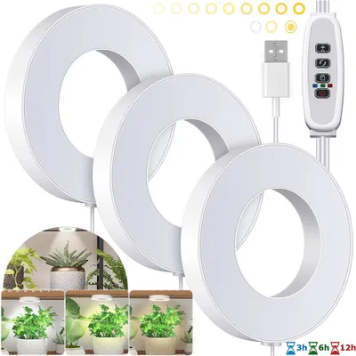 Produktbild von 9CM Pflanzenlampe LED Vollspektrum Pflanzenlicht für Zimmerpflanzen Decke Grow Lampe mit 6/12/16 Stunden 3 Lichtmodi, 5 Stufen Dimmbar Wachstumslampen