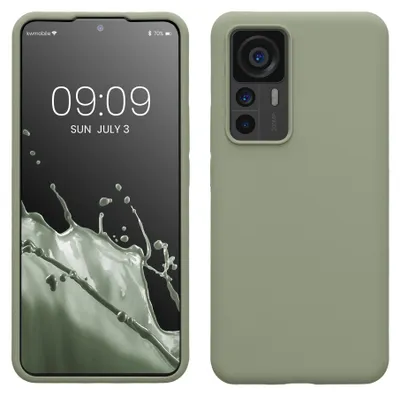 Produktbild von kwmobile Handyhülle für Xiaomi 12T / 12T Pro Hülle - Case Silikon - Kabelloses Laden - Schutzhülle Cover in Graugrün