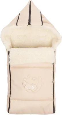 Produktbild von Winterfußsack für Kinderwagen, Babyschale und Schlitten aus Wolle, Kuschelsack, 40 x 90 cm (Creme)