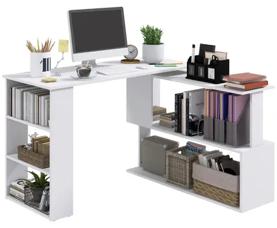 Produktbild von Eckschreibtisch mit 5 Ablagen, 120 x 100 x 74,5 cm, wei?
