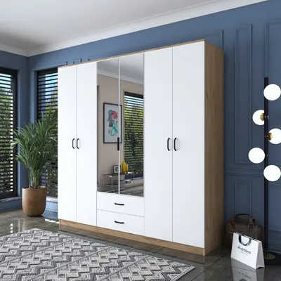 Produktbild von Skye Decor, BA130 - 3049, Kleiderschrank, Nussbaum, 100 % MELAMINBESCHICHTETE Spanplatte der Güteklasse E1, 210 x 51,5 x 210 cm