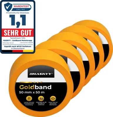 Obrázek produktu pro Goldband Malířská páska Krepová páska Profi 5x Malířská krepová páska 50 mm x 50 m Lepicí páska Maskovací páska