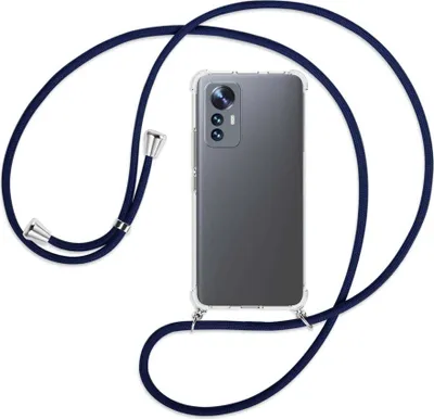 Produktbild von Handykette Backcover-Schutzhülle mit Band (Metall silberfarben) für Xiaomi 12 Lite - dunkelblau