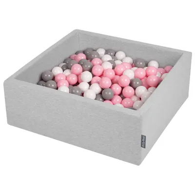 Obrázek produktu pro KiddyMoon 90x30cm/300 míčků ∅ 7cm Kulatý Suchý Bazén s míčky Certifikováno vyrobeno v EU, Světle Šedá:Bílá/Šedá/Růžová